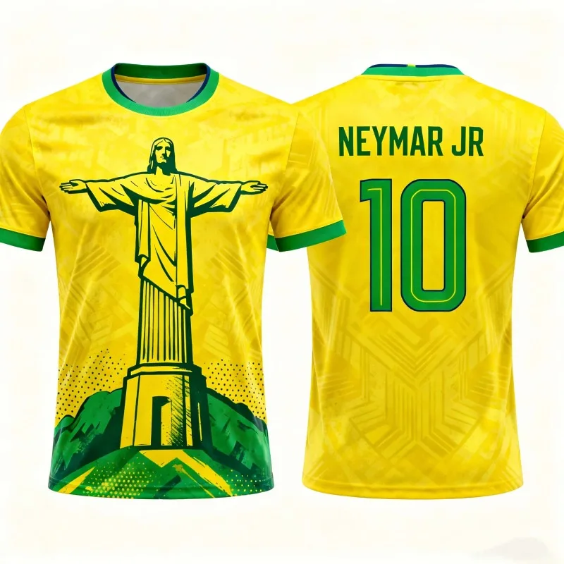 Football Star AI Summer Children's Adult Neymar # 10 Fan Casual Sports Trend Daily Round Neck Jersey Unisex Couple's Version
