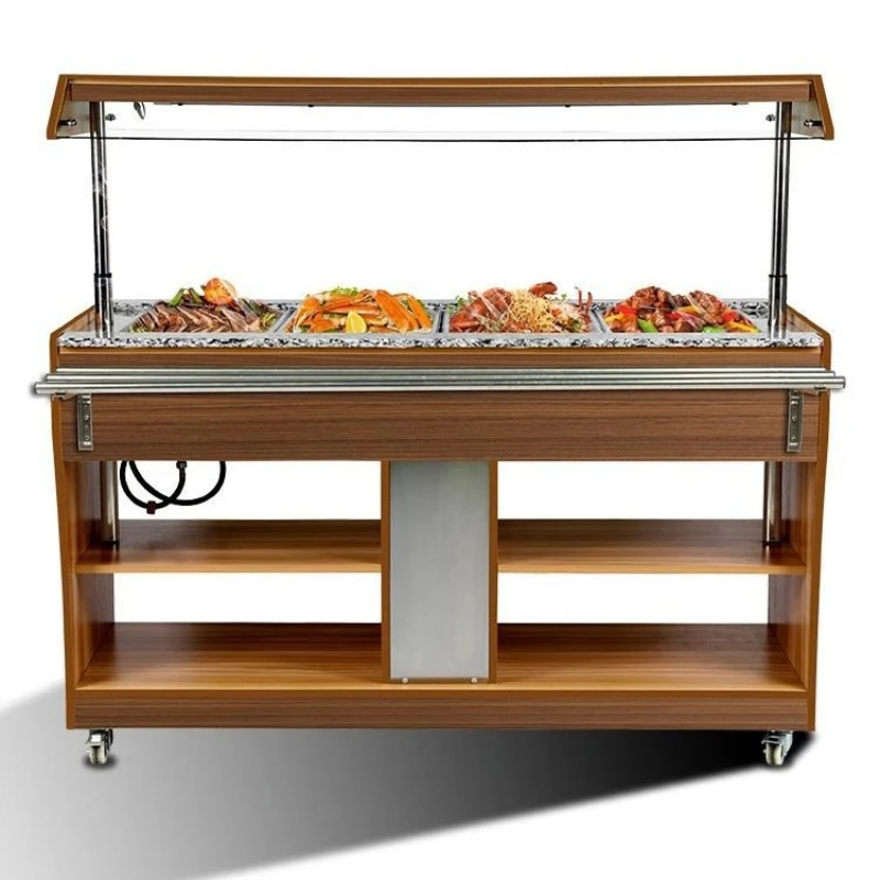 Movable dining car cabinet, thermal insulation heating, stainless steel, large capacity, protective cover