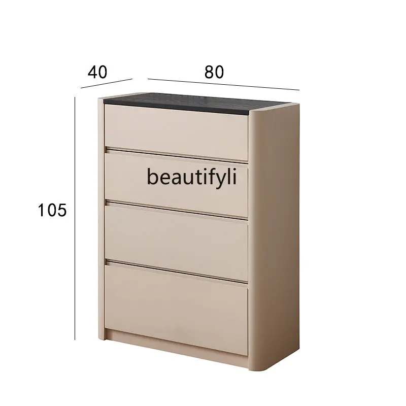 Cream Style Chest of Drawers Four-Bucket Cabinet 7-Drawer Cabinet Simple Modern Sideboard Cabinet Combination Bedroom Locker