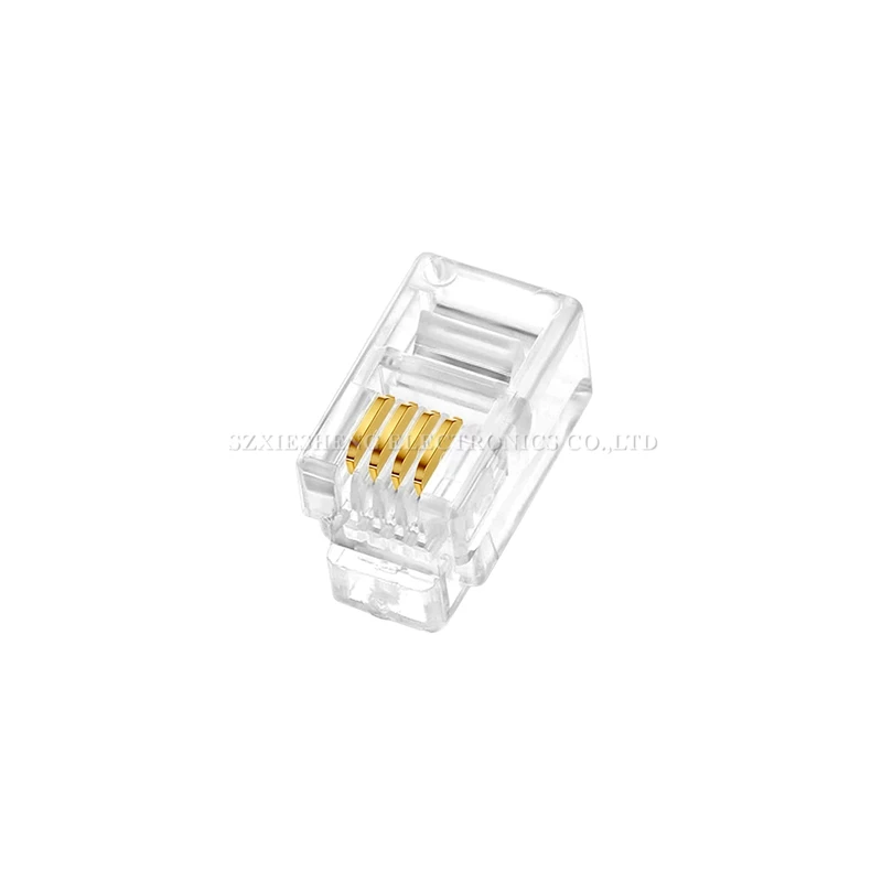 20/50/100PCS RJ11 Telephone Crystal Plug 6P6C 6P4C 6P2C RJ9 4P4C Modular Cable Head Gold Plated Network Connectors