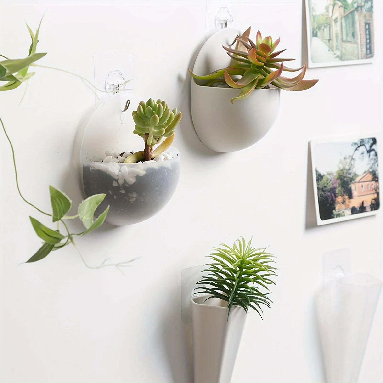 1-częściowy wiszący wazon na sadzarkę, dekoracja ścienna z uchwytem na rośliny, nowoczesny pływający design, duży rozmiar mieści sukulenty Mini Cactus