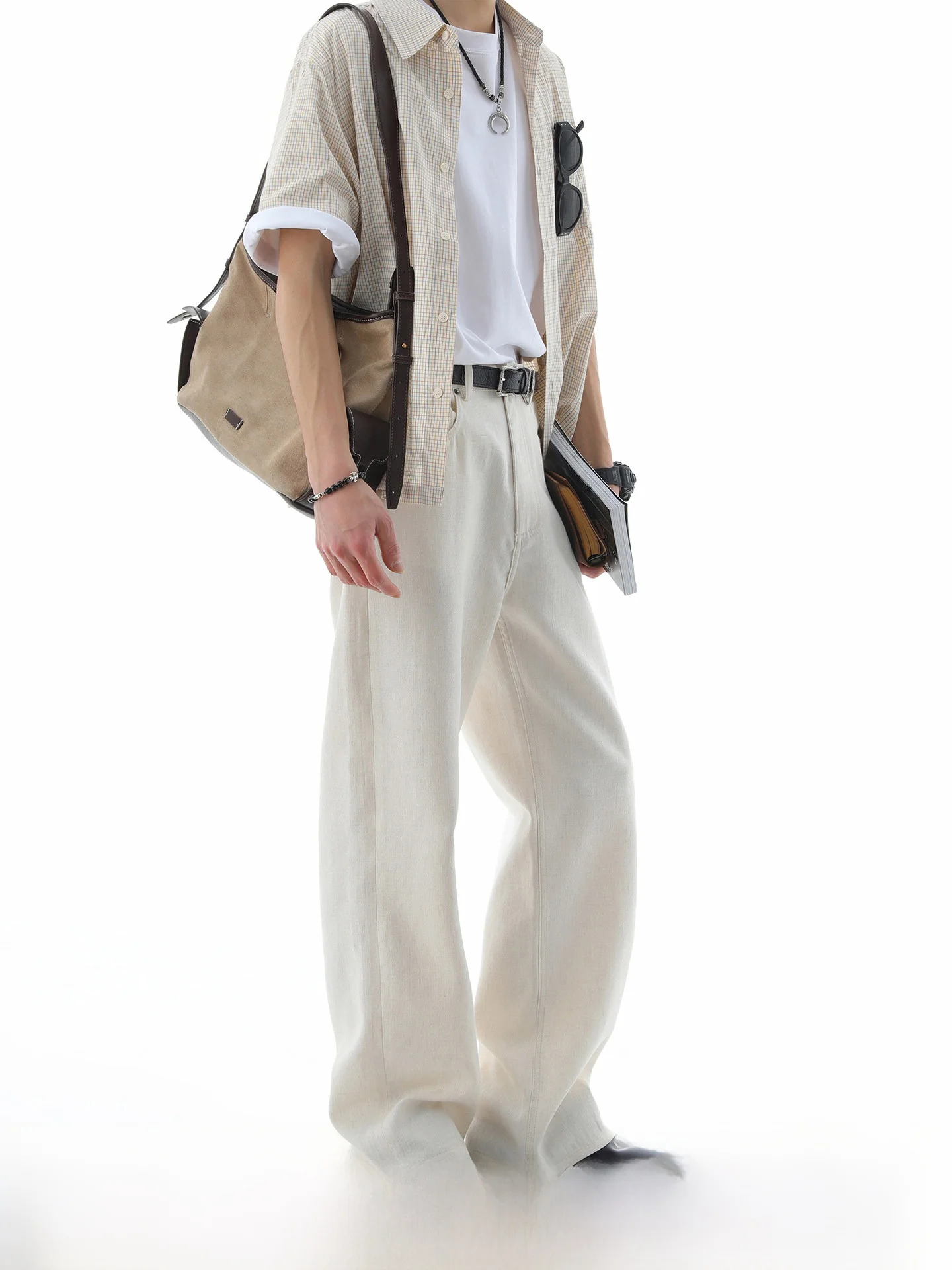Dream Made Linen Men's Slim Fit Casual Pants Summer Thin Straight Leg White Casual Trousers Breathable Comfortable Straight T...
