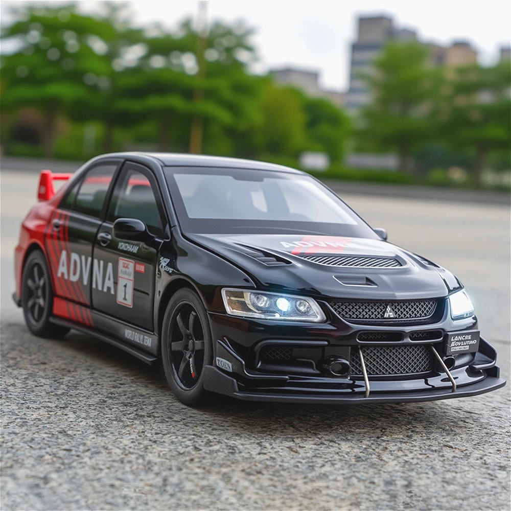 1:32 MITSUBISHI Lancer IX EVO PAJERO Car Model Toy Simulation Sound Light Rubber Tires Doors Opened Models Gifts for Children