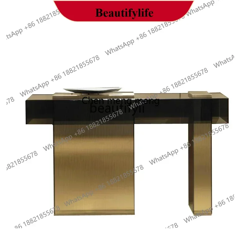 

D178 Creative- light luxury stainless steel entrance table Entrance foyer table Modern light luxury glass entrance