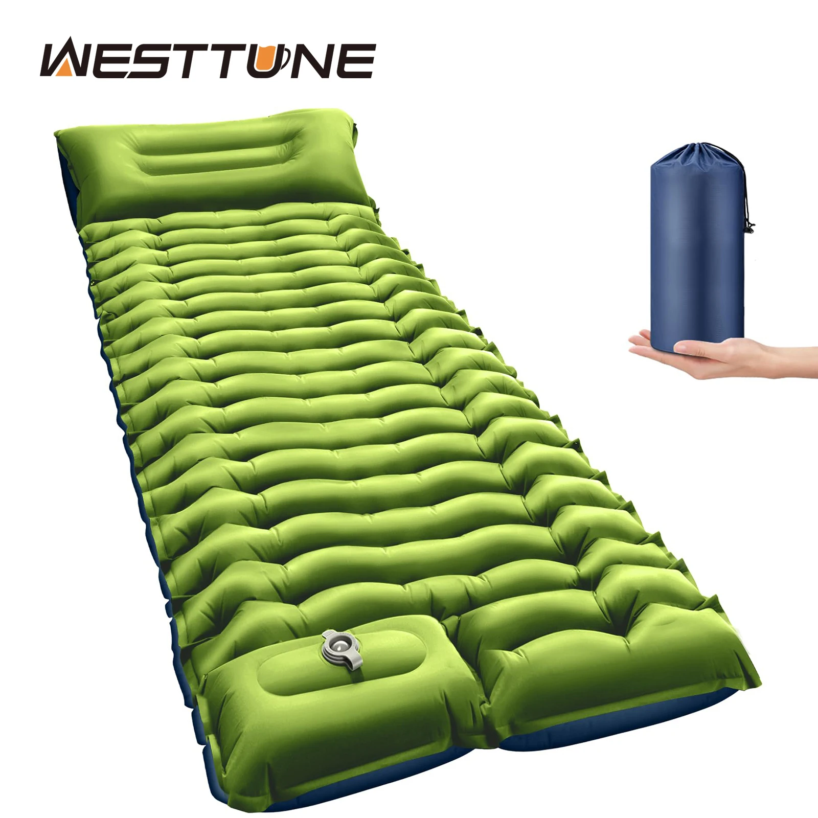 

WESTTUNE Inflatable Air Mattress Camping Sleeping Pad Ultralight Camping Mat with Pillow Built-in Foot Pump for Backpacking Hiki