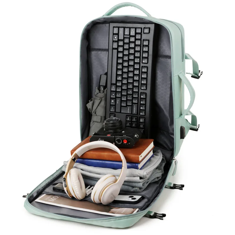 2025 Backpack Large Capacity Travel Bag Backpack Multi Functional Luggage Bag Student Backpack Solid Color Design