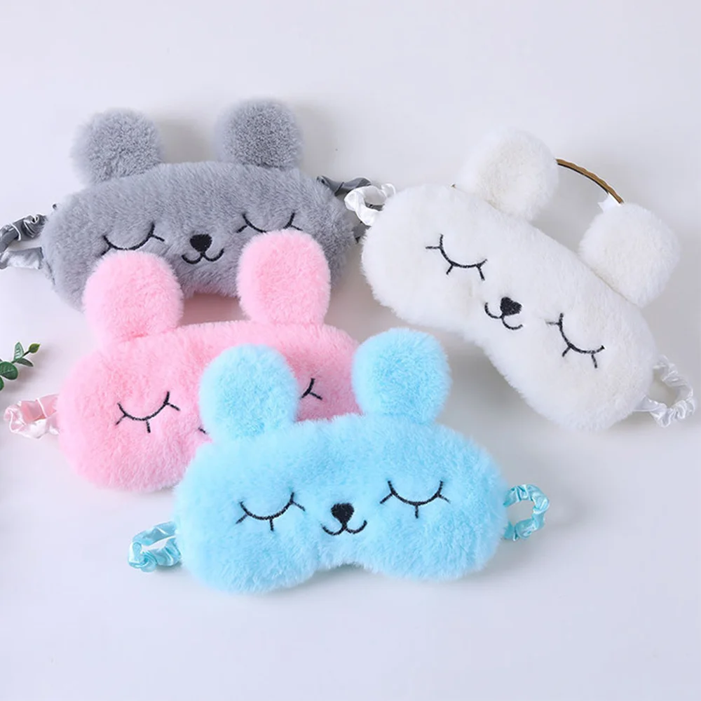 Cartoon Plush Eyes Closed Rabbit Sleep Eye Mask Cute Sleeping Eye Patches Night Dream Eye Covers Soft Lightproof Silky Eye Mask