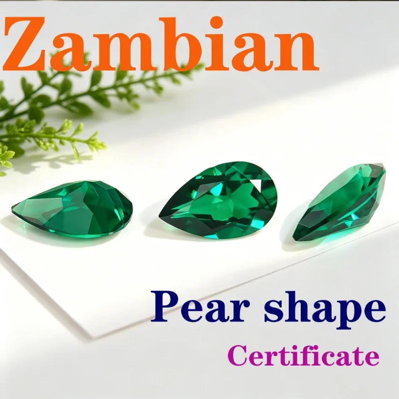 

Artificial Gemstone Zambian Emerald Pear Shape Certtificate