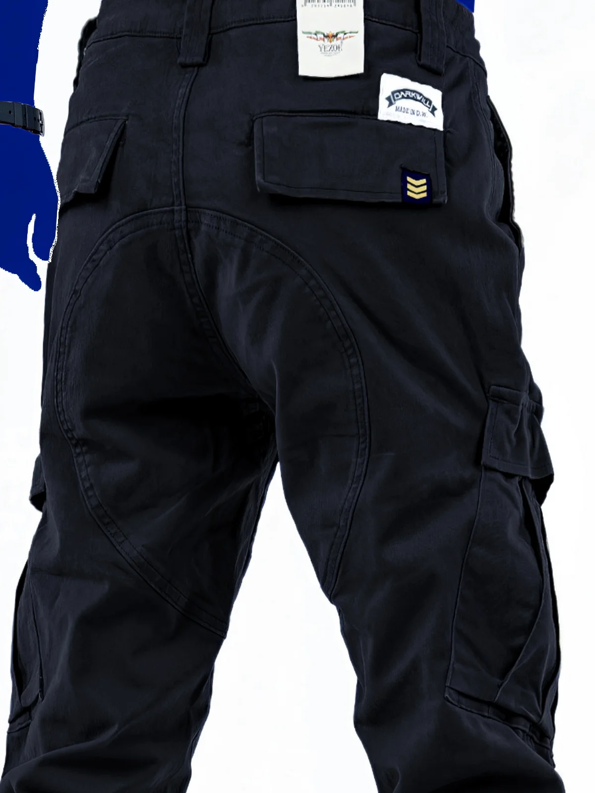 

Yezoe Men's Workwear Pants Military Sle Loose Straight Leg Elastic Bla Casual Trousers Autumn Winter Faion Streetwear