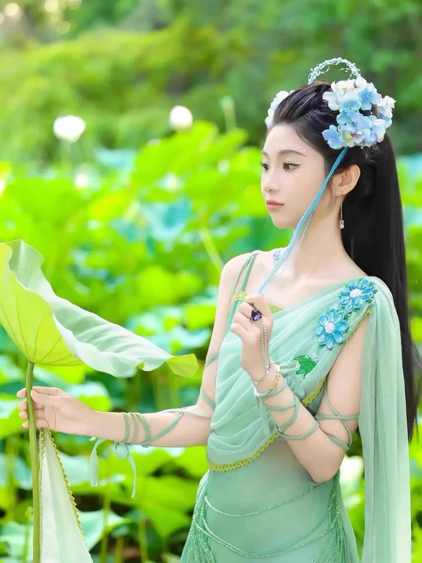 كوس هالوين تأثيري Hanfu بهيجة سبعة الجنيات المسلسلات التلفزيونية نفس النمط القديم زي الصيف المتدفقة رائع الجنية القديمة