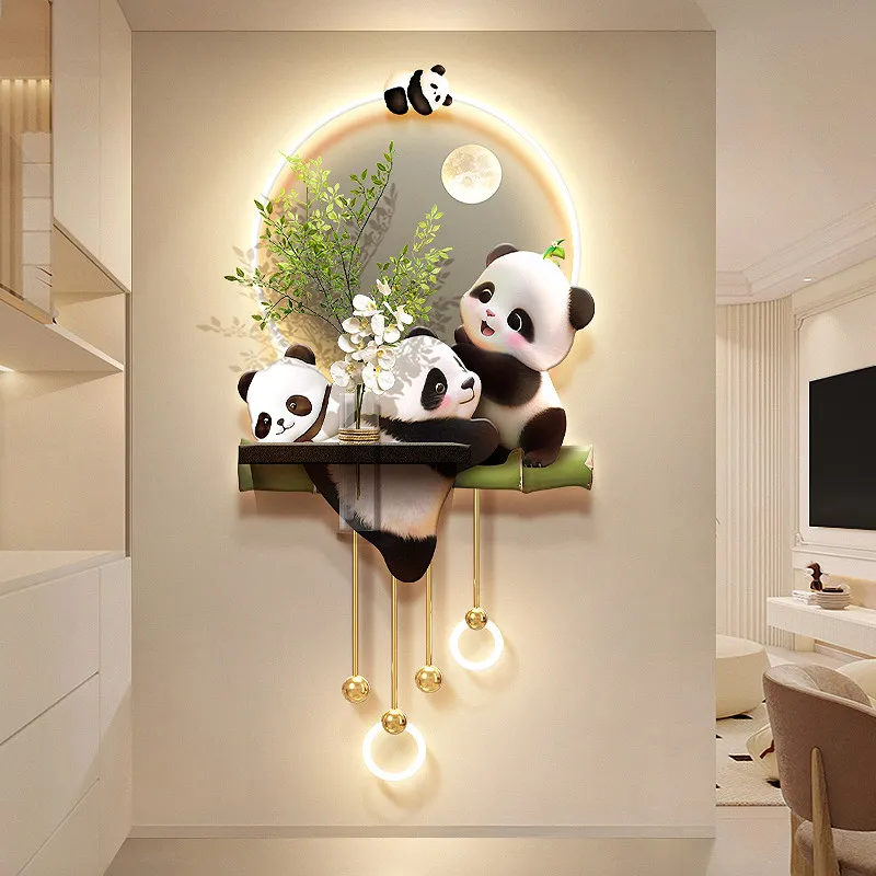 

Картина с изображением панды для гидропоники, декор для входа, мультяшное украшение для коридора, настенная роспись для гостиной, фоновое настенное панно с подсветкой