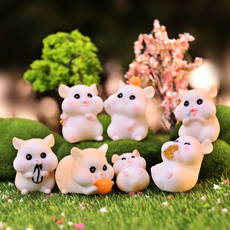 Simulation Animal Fairy Garden Figurines Kawaii Ornament Cartoon Bunny Miniature Terrariums Decor Kids Room Office Statue