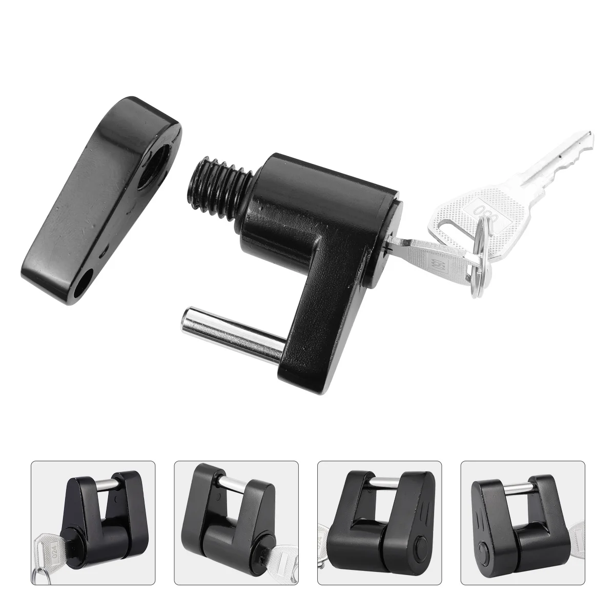 

Trailer Tongue Coupler Lock 14 Inch Pin Zinc Alloy Heavy Duty Look Deters Theft Quick Unlocking Two Keys Included