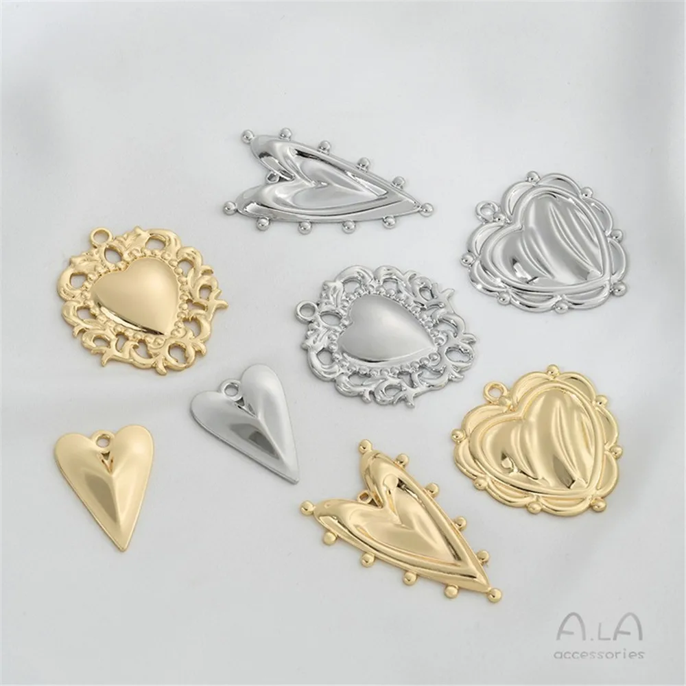 

14K Gold Love Pendant Lace Peach Heart Pendant Diy Handmade Necklace Earrings Jewelry Pendant Accessories