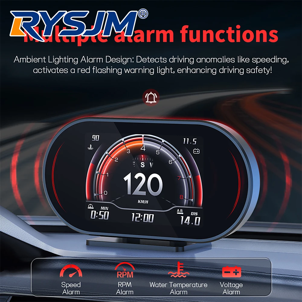 

Автомобильный спидометр P27 с OBD+GPS, двойной системой, проекционным дисплеем, множеством интерфейсов, бортовым компьютером, датчиком температуры воды, тахометром и вольтметром