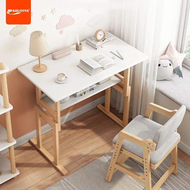 

Aoliviya Lifting Desk Writing Desk Simple Home Study Table Nordic Bedroom Girl Homework School Desk and Chair Combination