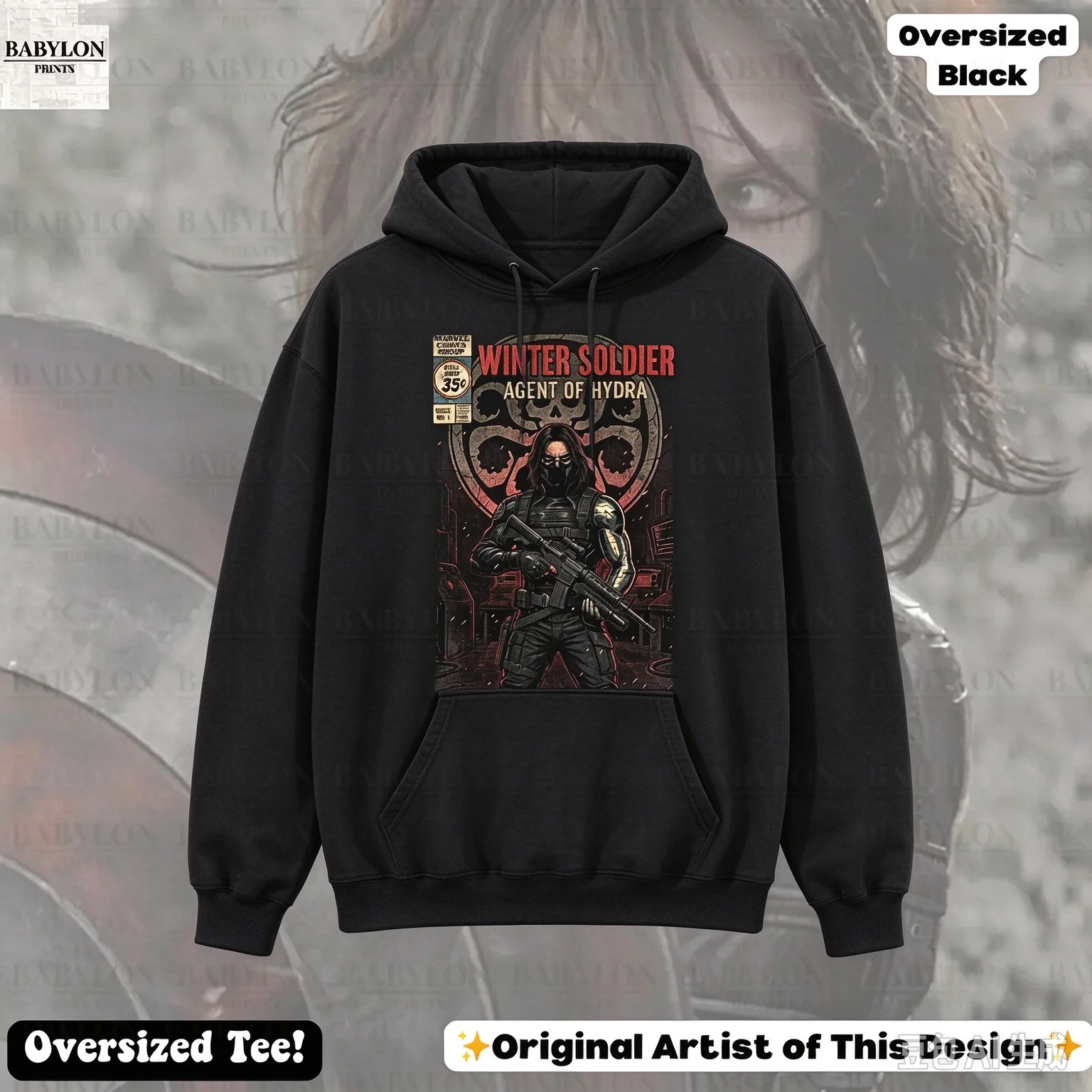 2026 Winter Soldier Agent of Hydra Graphic Hoodie Unisex Vintage Comic Print Pullover Hooded Sweatshirt Streetwear