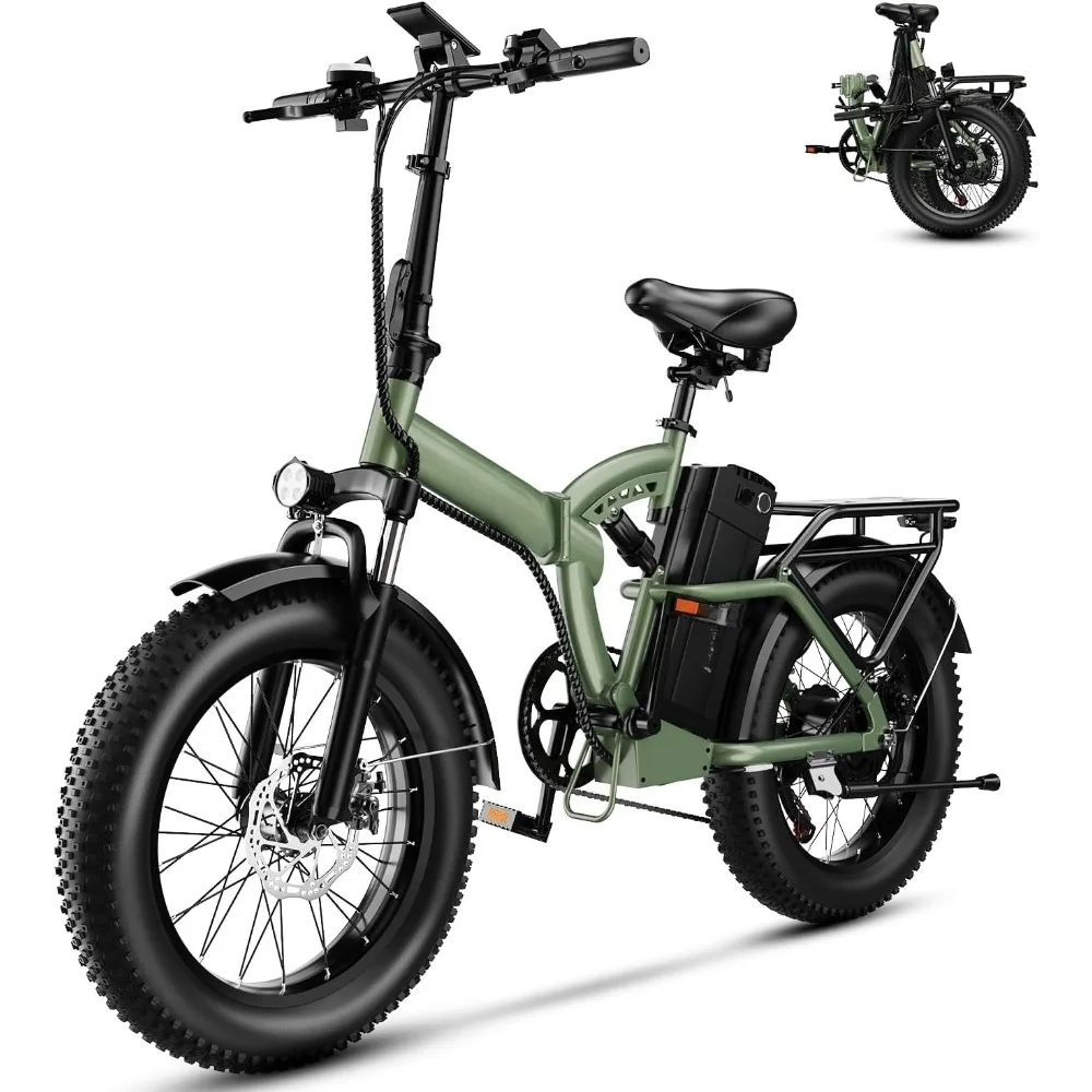 

1000W Folding Electric Bike, 48V 20AH Large Removable Battery E Bike,30+MPH, 80 Miles Max Range, 20" Fat TireElectric Bike
