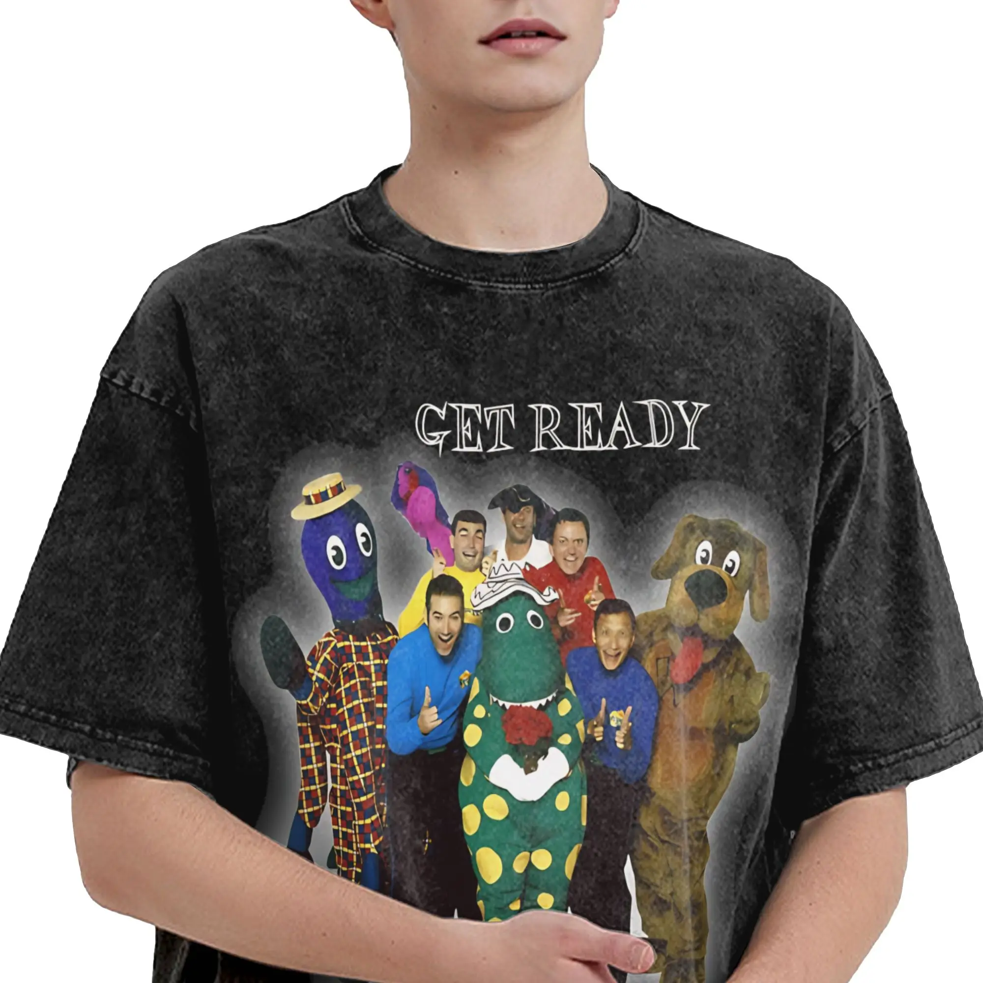 The Wiggles-Get Ready To Wiggle Washed T Shirt Streetwear Hip Hop Novelty T-Shirt  Tees Tops Men Women Cotton Harajuku