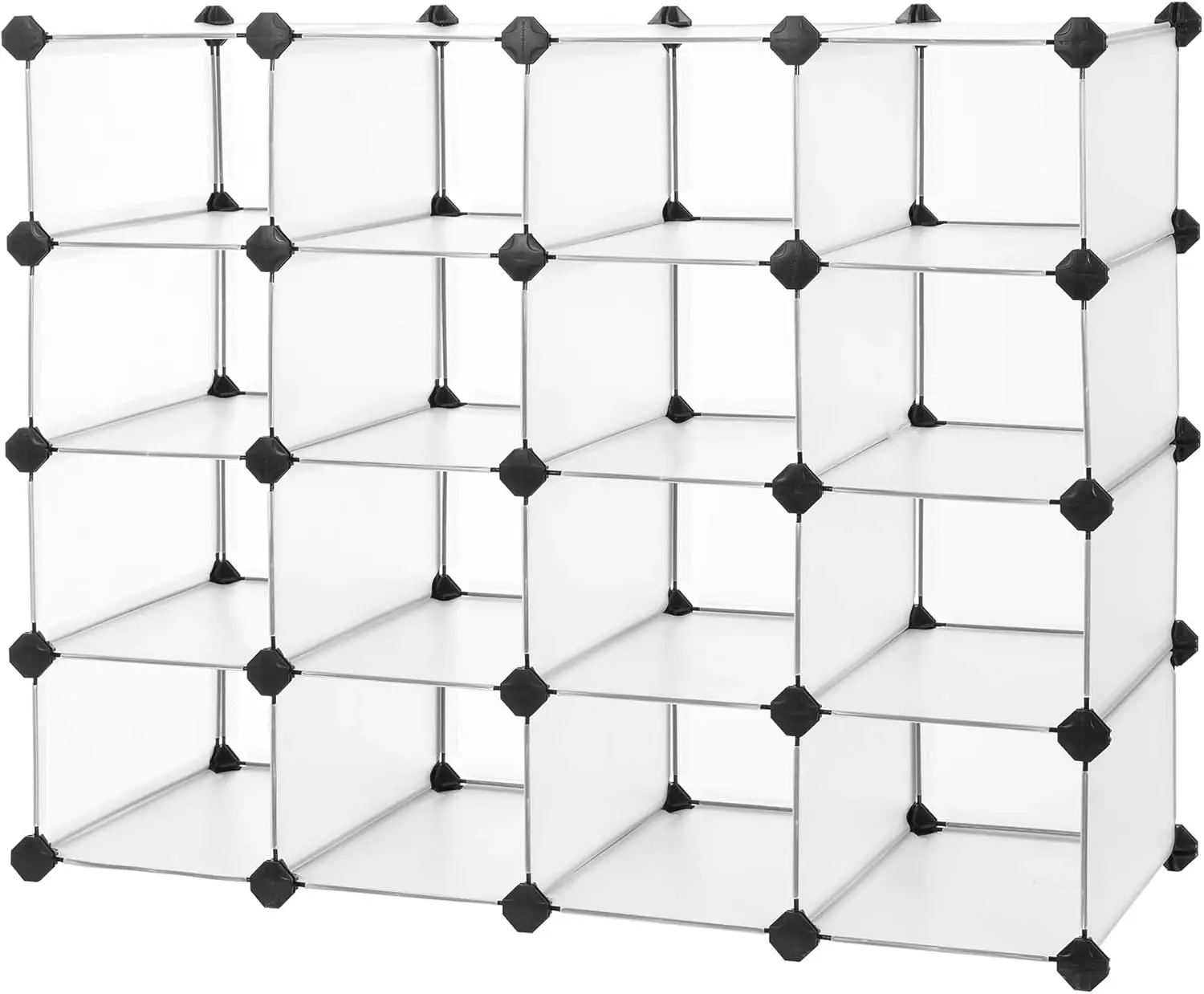 

SONGMICS Shoe Rack with 16 Cubes, Interlocking Plastic Shoe Organizer, DIY Storage Cabinet for Closet Entryway Bedroom