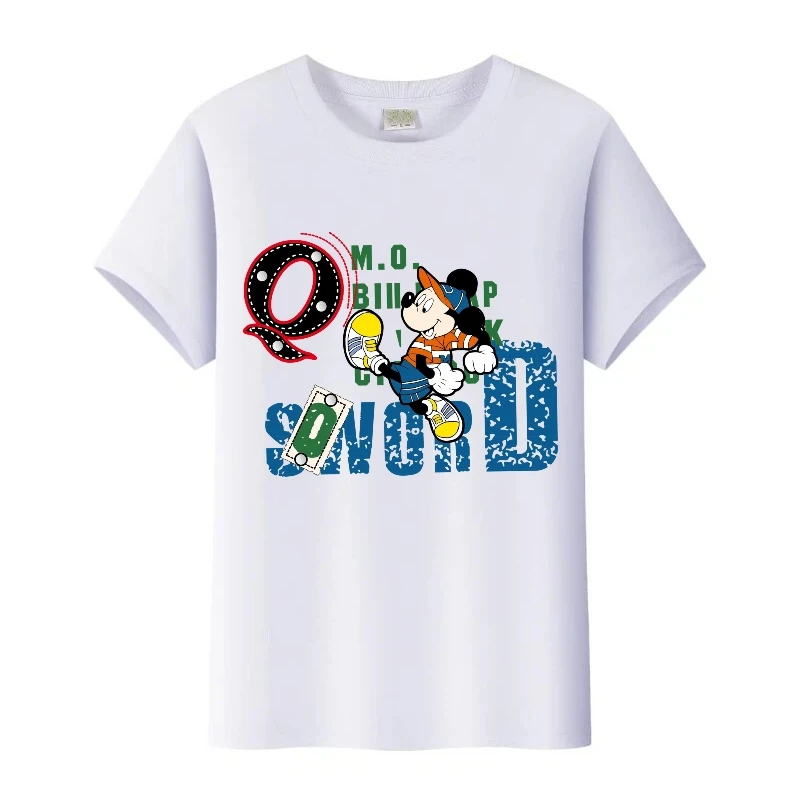 

Sports Unisex O-Neck t-shirt Disney Mickey Mouse Graphics Children Tees 90s Women Clothes Girl Blouses Man Top Gothic Boy Tshirt