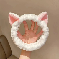 Hulong Cat Ear Face Wash Headband Soft Plush Skincare Facial Cleaning And Makeup Special, Comfortable And Fashionable Beauty