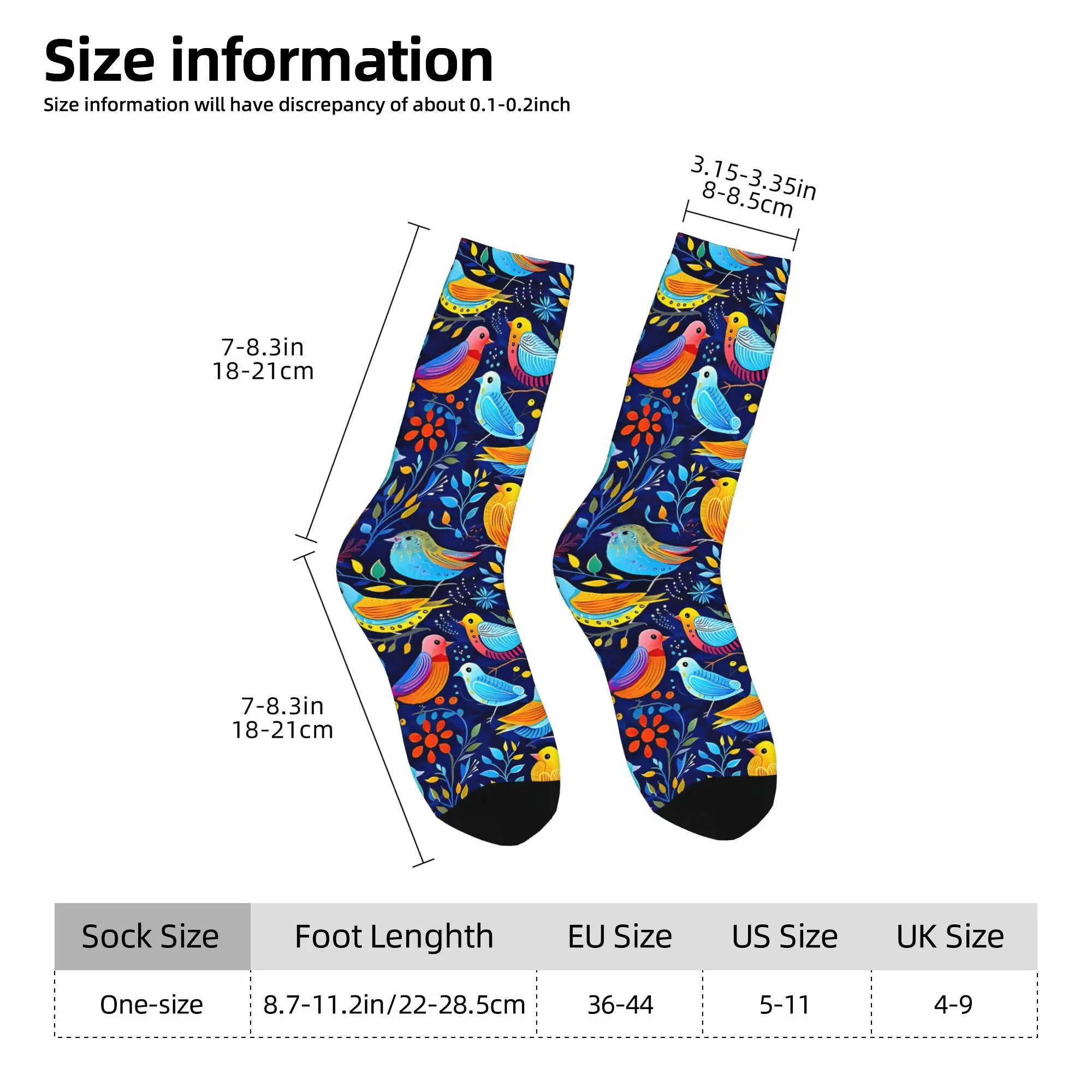 1pc Birds Pattern Printed Men's Socks  Novelty Hip Hop Harajuku Pattern Crew Sock Casual Gift
