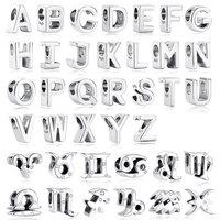 Original 925 Sterling Silver Charms Beads 12 Zodiac A-Z Letters Virgo Aries Leo Fit Pan Bracelets Necklaces Jewelry For Women