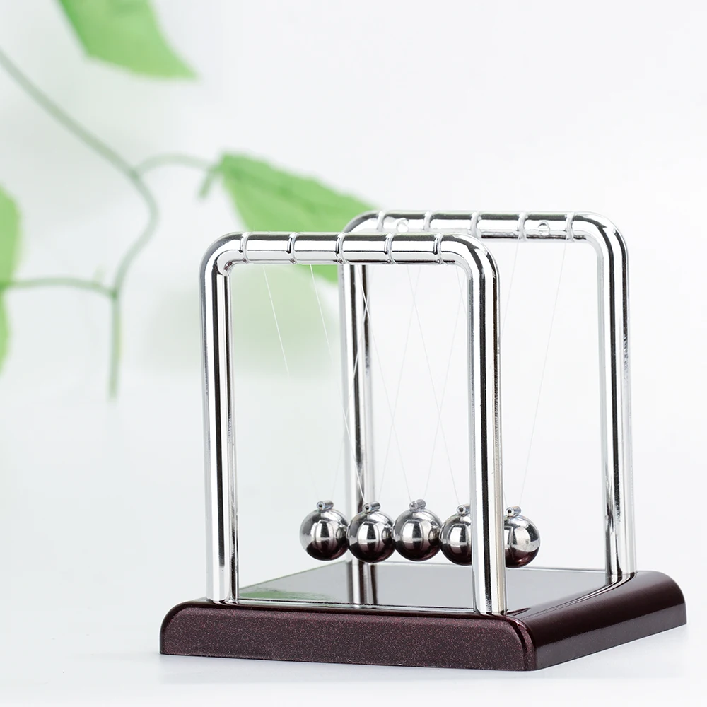 CrNewtons Cradle Steel Balance Ball Desk Table Decor Metal Pendulum Ball Kids Physics Science Desk Stationery Accessory Supplies