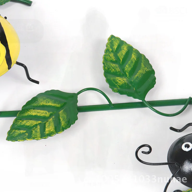 

Wrought Iron Wall Decorations Bee Ladybug Geometric Shapes Metal Pendant for Home Entrance TV Background Creative Hanging