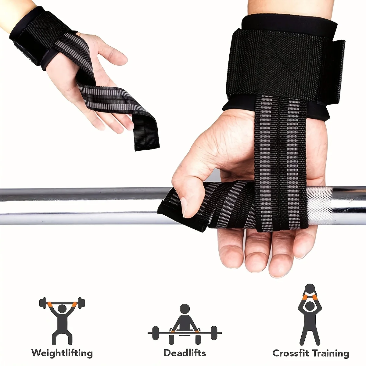 

Unisex High-Traction Fitness Wrist Support Bands - Enhanced Palm Protection & Non-slip Pull-up Grip - Durable Pair for Workouts