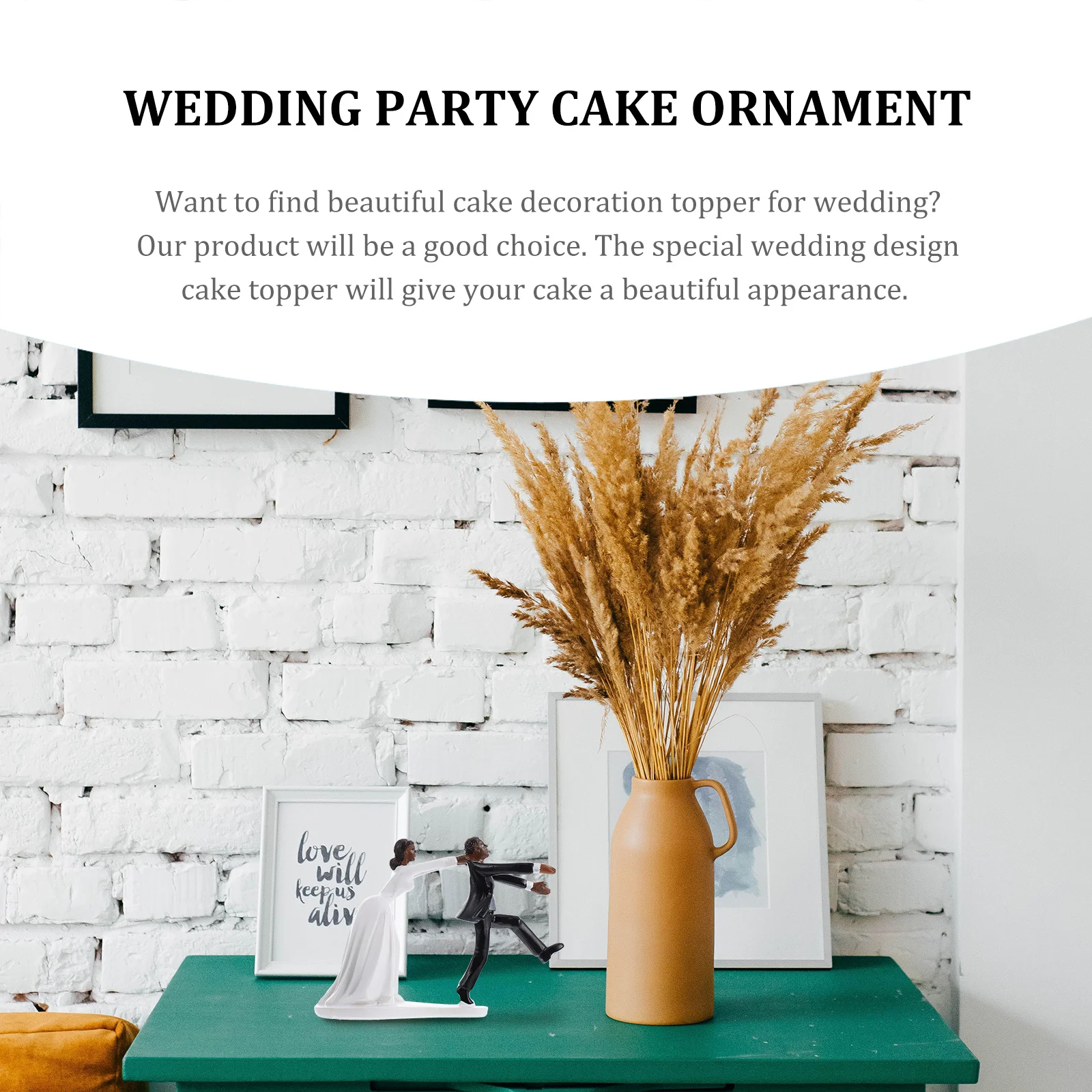 1 قطعة الجلد الأسود العريس الراتنج كعكة توبر حفل زفاف الديكور الزينة الزفاف الحلوى توبر لديكور كعكة الزفاف #6