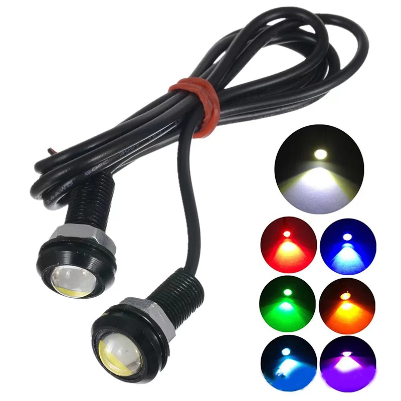 Luces de circulación diurna para coche, luces Led DRL de ojo de águila de 18MM, 12V, señal de estacionamiento de marcha atrás de respaldo, lámparas para automóviles