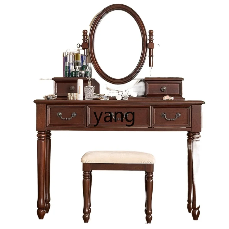 

LMM retro all-solid wood dresser bedroom modern simple small apartment makeup table furniture