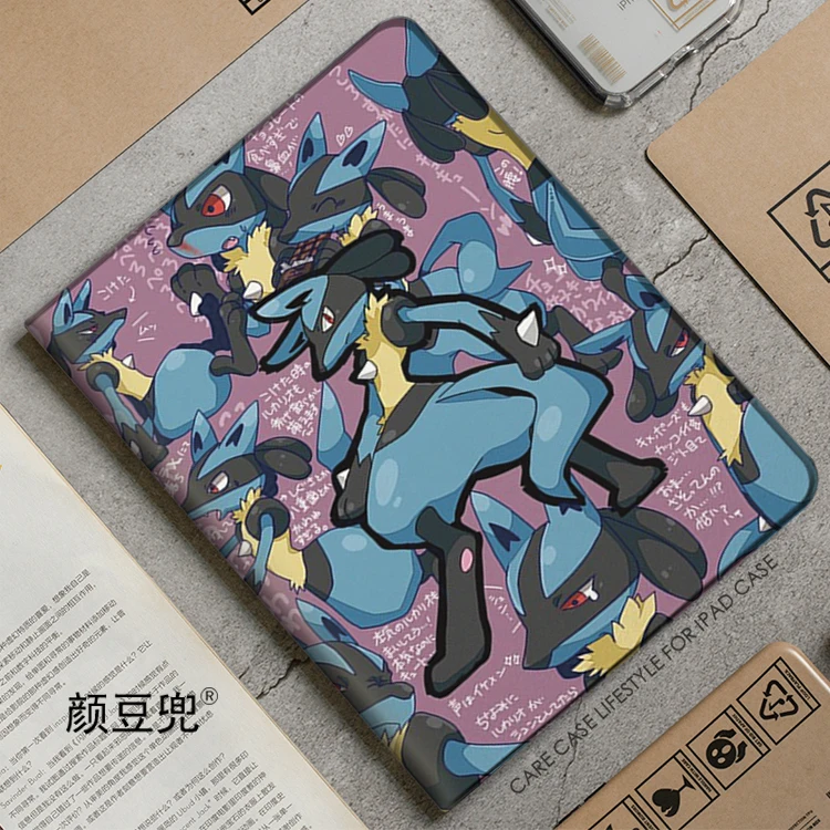 

Noice Lucario Anime For Samsung Galaxy Tab A7 Lite 8.7 2021 Case S9 Plus Tri-fold stand Cover Galaxy Tab S6Lite S8 S7 Plus Case