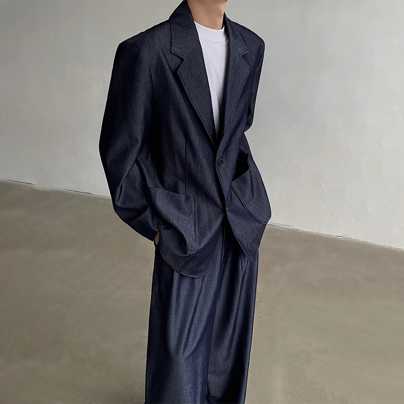 LUZHEN Luxury Elegant Handsome Social Clothes Men's 2025 New Solid Color Loose Blazer Coat Fashion Korean Straight Pants JY3575