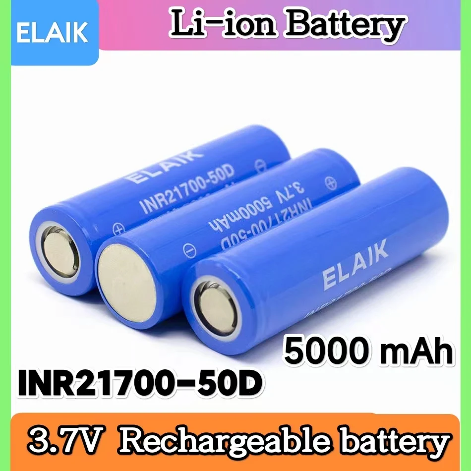 Original 21700 Lithium-Ion Battery 5.0Ah INR21700-50D 5000mAh 30A 5C 3.7V High Discharge Large Capacity for Electronics
