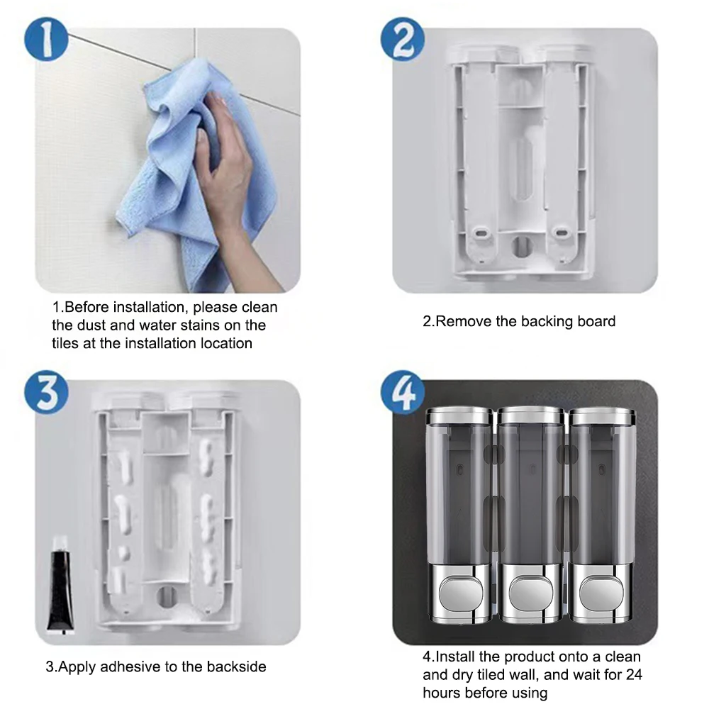 3 in1 soap dispenser with manual pressing three-head soap dispenser bathroom wall-mounted soap dispenser liquid box dispenser