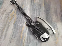 4-string axe bass guitar, rosewood fingerboard, fixed bridge, silver accessories, seller to bear shipping costs