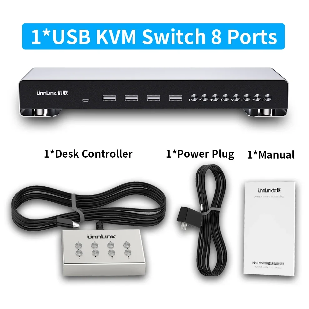 Imagem -06 - Unnlink-usb Kvm Switch Usb-b Video Switcher Computador Laptop Mesa Workstation Share Mouse Teclado Impressora Udisk