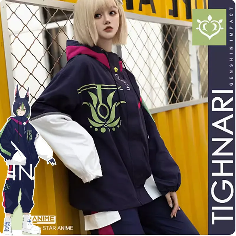 NEW Anime Genshin Impact Tighnari Cosplay Cool Hooded Coat Harajuku Casual Sweatshirt Springs Autumn Unisex Loose Jacket Pants