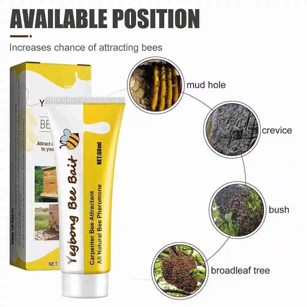 60ML Bee Bait Bee Swarm Commander Lure Bait Bee Cage Trap Kit Beekeeping Swarm Lure Bee Attractant Bait Beekeeper Tools