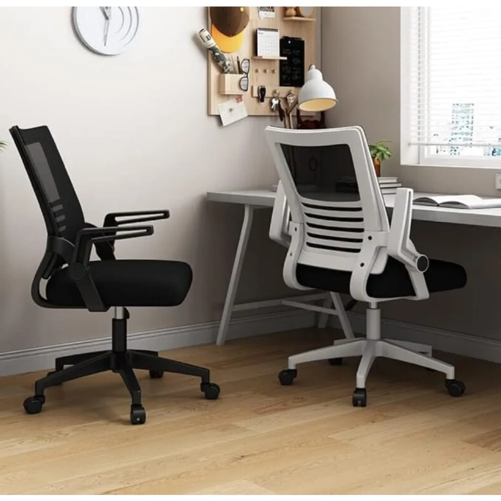 Computer Chair Mesh Ergonomic Office Chair Home Office Lumbar Support Padded Flip-up Armrest Swivel Chair Office Flip Armrests