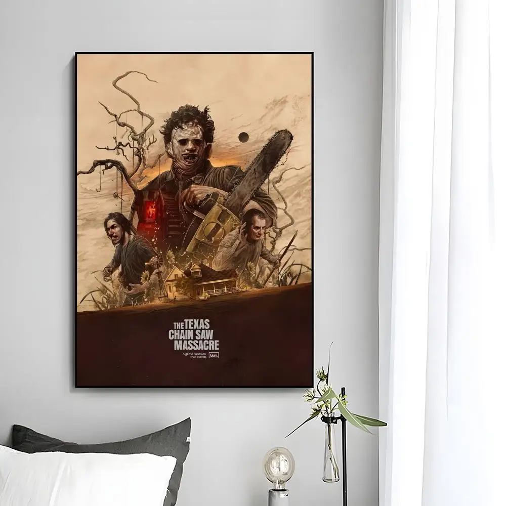Film-Horror-Poster „The T-Texas Chainsaw M-Massacre“ HD-Kunstposter, selbstklebende Wanddekoration, wasserfest, für Zuhause, Schlafzimmer, Bar, ästhetische Dekoration – Detail 7