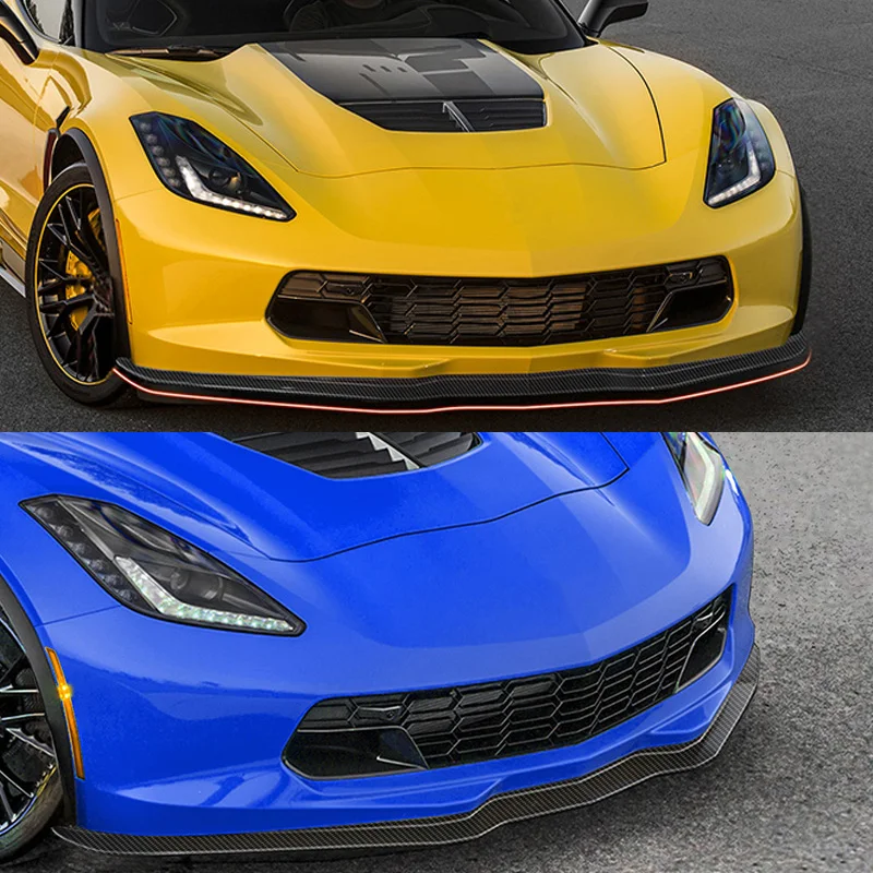 2Pcs Fit For Corvette C7 Z06 2014-2022 High Quality Car Carbon Fiber Front Bumper Lip Spoiler Splitter Diffuser Car Accessories