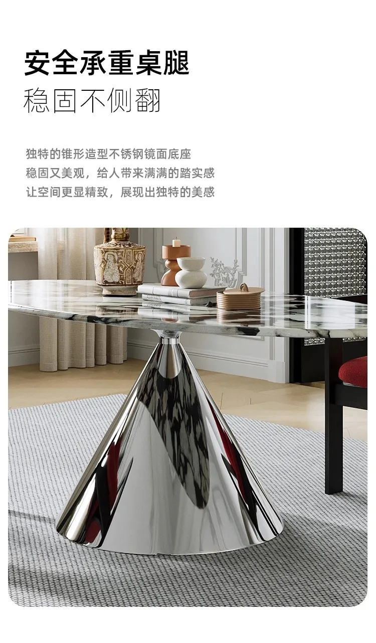 Light luxury marble flying saucer dining table household oval dining table