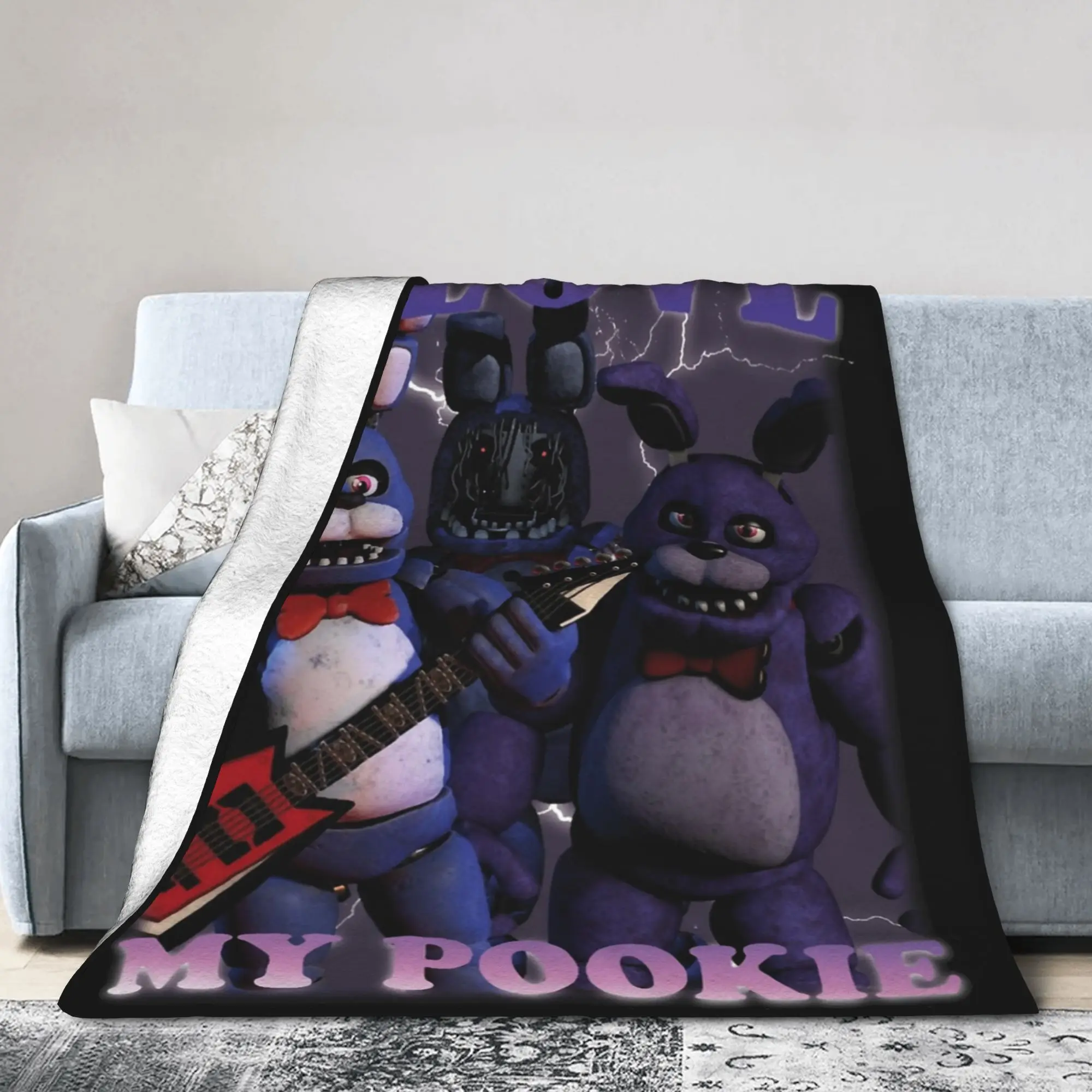 Halloween Five Nights Horror Game Blankets Flannel  Winter   Multifunction Ultra-Soft Throw Blankets for Bed Office Rug Piece