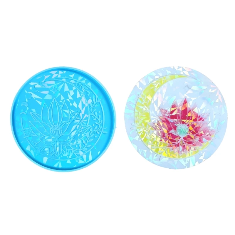 Versatiles Silicone Resin Moulds Holographic Cup Tray Mould Lotusflower Shaped Coaster Moulds for Resin Casting Coaster