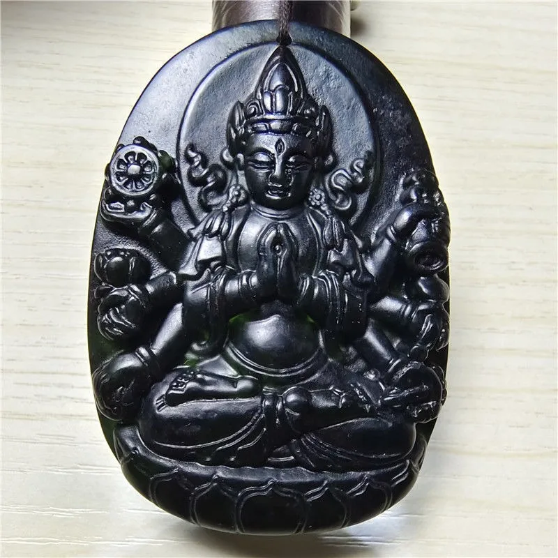 

Новый нефритовый кулон «Тысяча рук Гуаньинь», классический универсальный нефритовый кулон с изысканным стилем