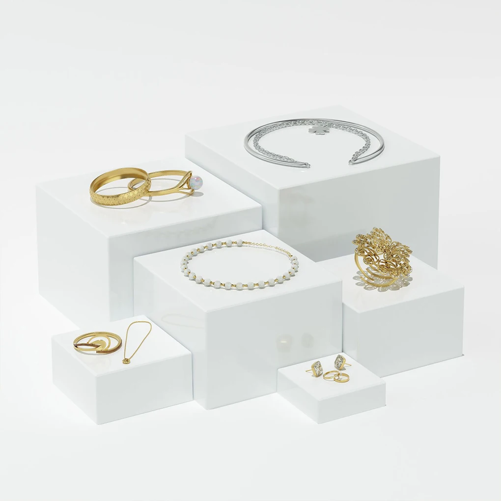 Rehausseur de Buffet en acrylique, 6 pièces, présentoir permettant de gagner de l'espace, présentoir Cube, rehausseur de nidification pour fêtes, bijoux de mariage
